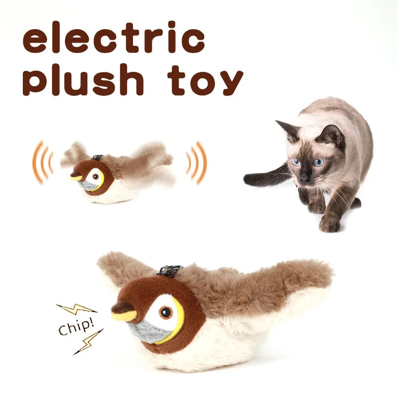 Simulated Bird Cat Toy Interactive Toys Dog Rechargeable Chirping Flapping Bird(no Flying) Touch Activated Plush Toy Pet