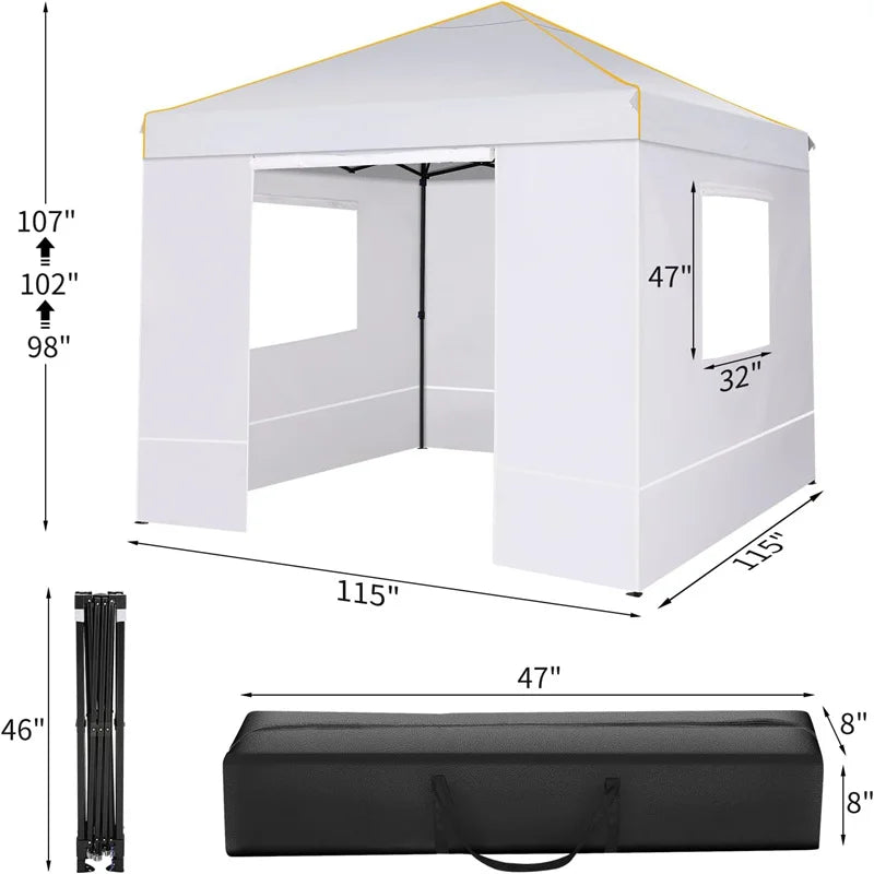 10x10FT Pop Up Canopy Tent with Sidewalls and Roll-up Ventilated Windows with Mosquito Net, Ez Outdoor Commercial Instant Gazebo