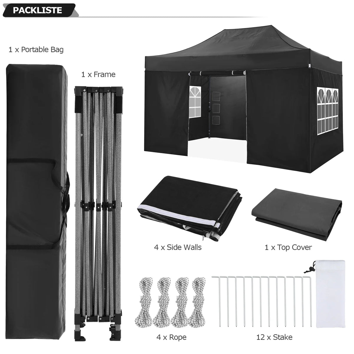 10x15ft Pop Up Canopy Tent Heavy Duty Gazebo with 4 Sidewalls, UPF 50+ All Weather Waterproof Commercial Outdoor Wedding Party Tent