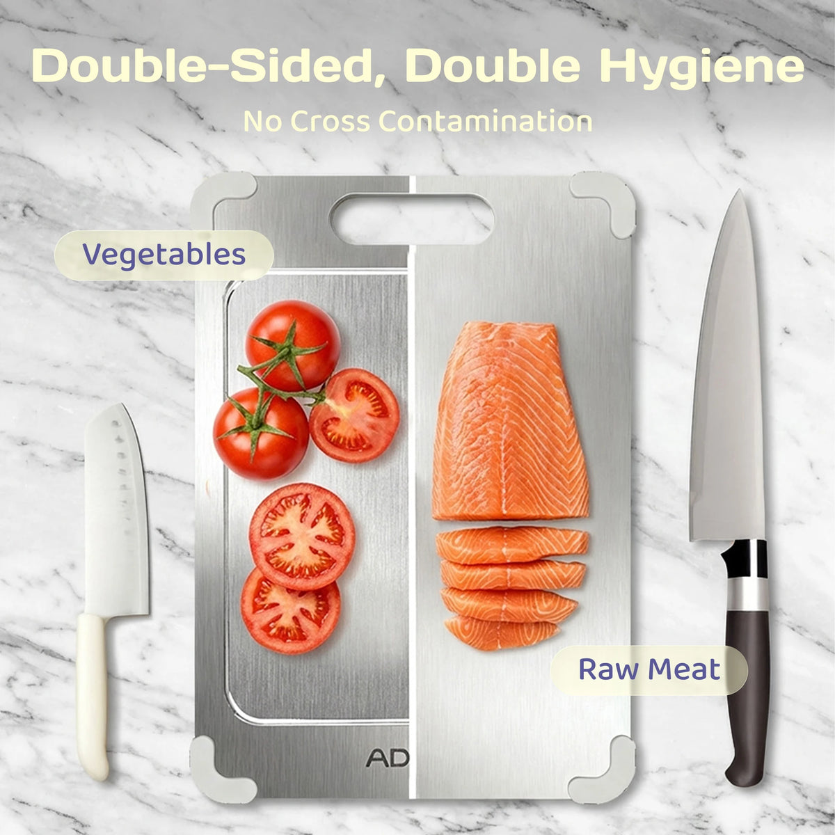 Adivo Pure Titanium Cutting Board, Metal Chopping and Kitchen Prep Board, Medium or Large
