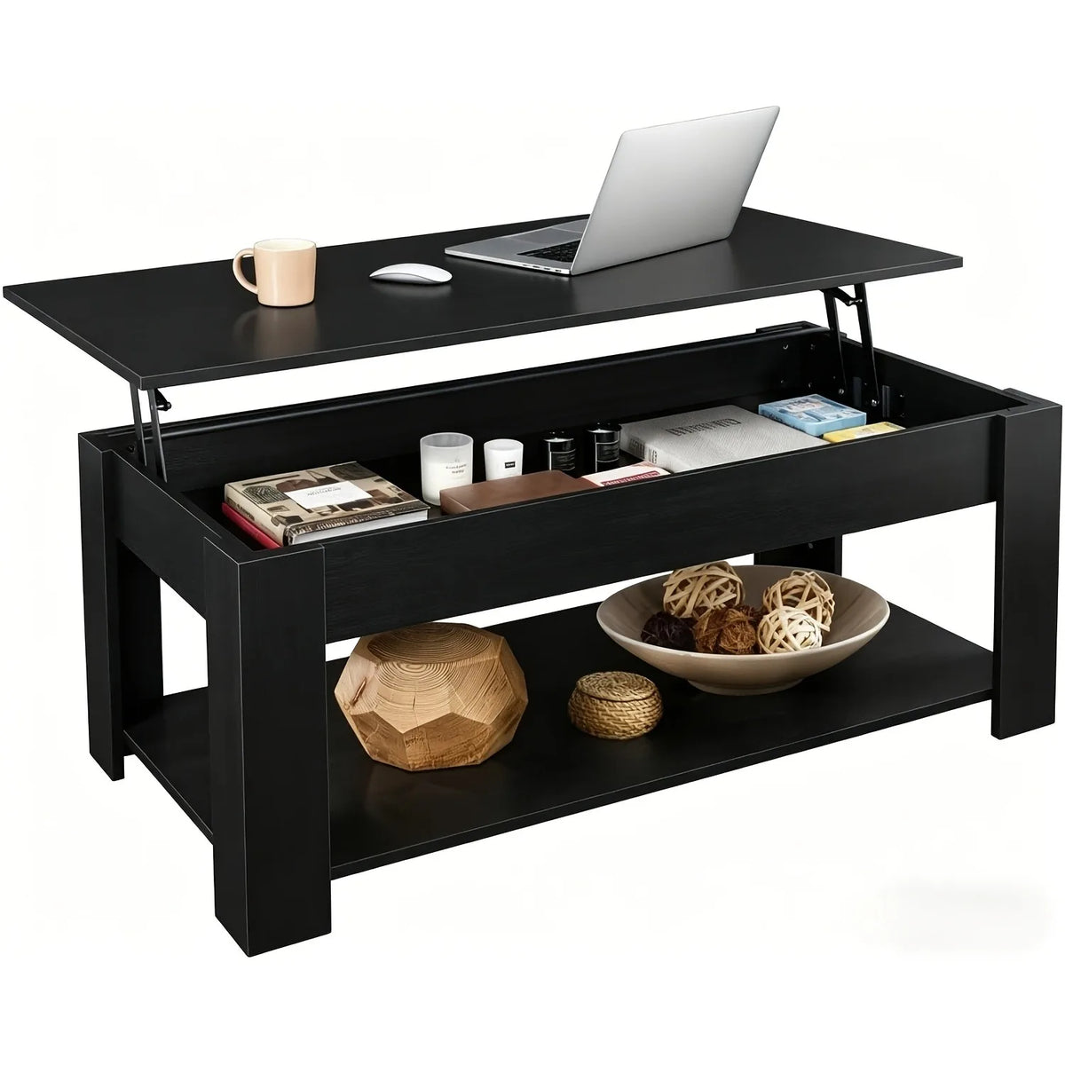 41" Lift Top Coffee Table with Hidden Storage Compartment & Rising Tabletop