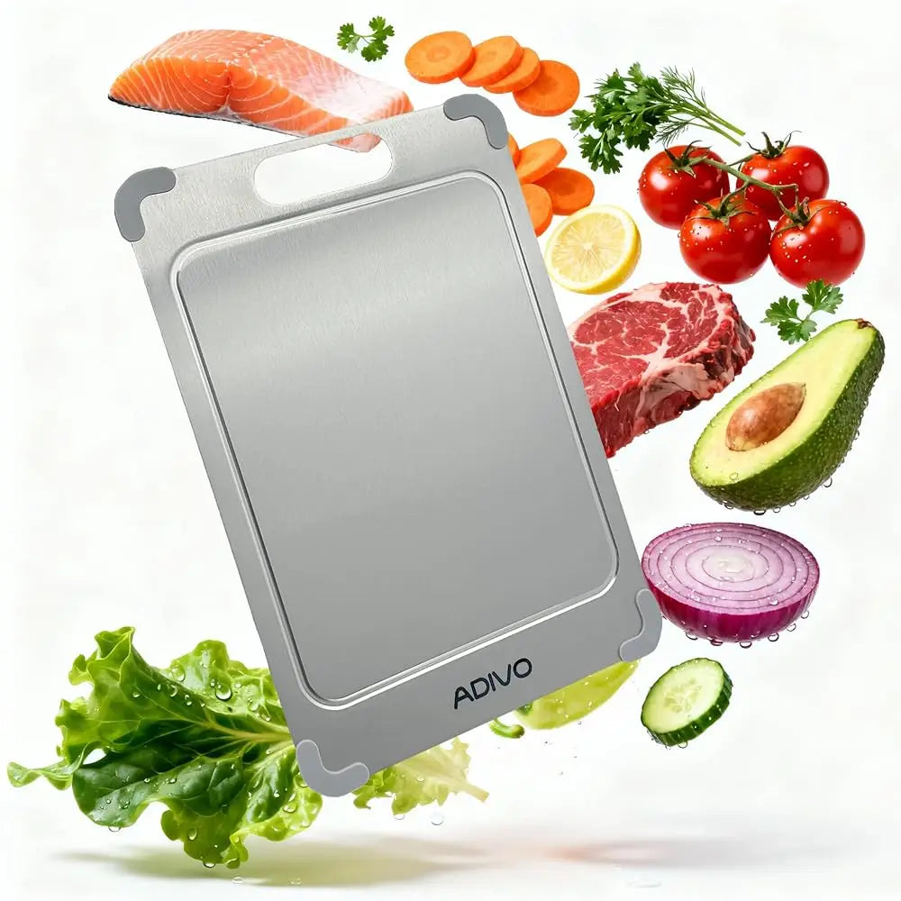 Adivo Pure Titanium Cutting Board, Metal Chopping and Kitchen Prep Board, Medium or Large