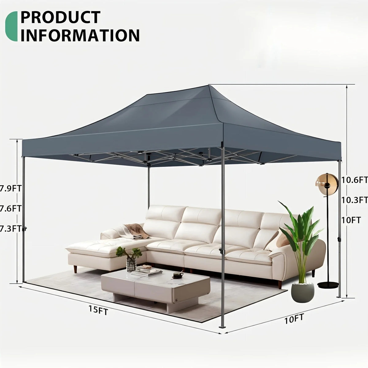 10x15ft Pop Up Canopy Tent Heavy Duty Gazebo with 4 Sidewalls, UPF 50+ All Weather Waterproof Commercial Outdoor Wedding Party Tent