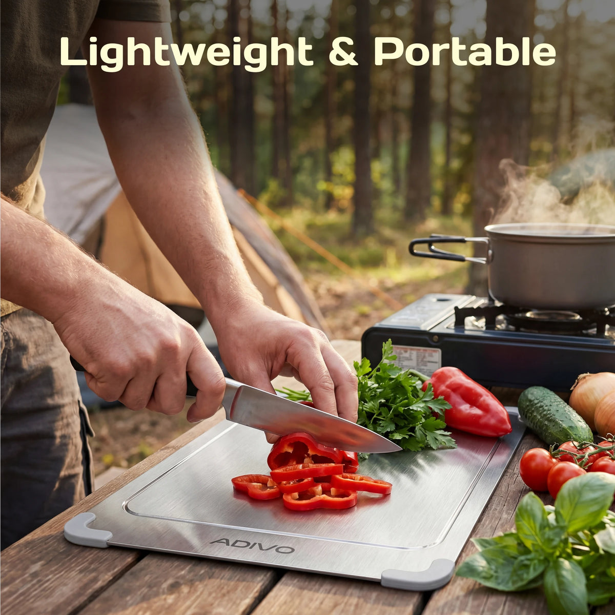 Adivo Pure Titanium Cutting Board, Metal Chopping and Kitchen Prep Board, Medium or Large