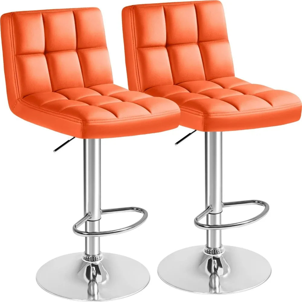 Furmax Bar Stools Modern Pu Leather Swivel Adjustable Hydraulic Bar Stool Square Counter Height Stool Set of 2 (White)