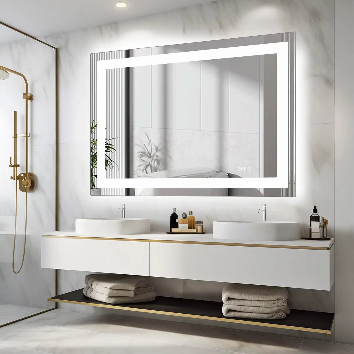 JHK 36"x 24"LED Bathroom Vanity Mirror for Wall Memory Function Tempered Glass with Front Light and Backlit For Living Room