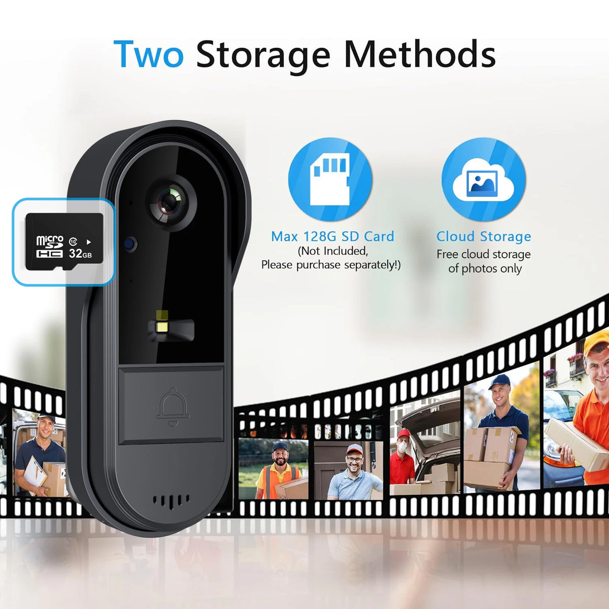 XBIBI Tuya WiFi doorbell  2-way HD 1080P, microSD/cloud, waterproof, 1000mAh battery, long standby,Wireless Security Camera