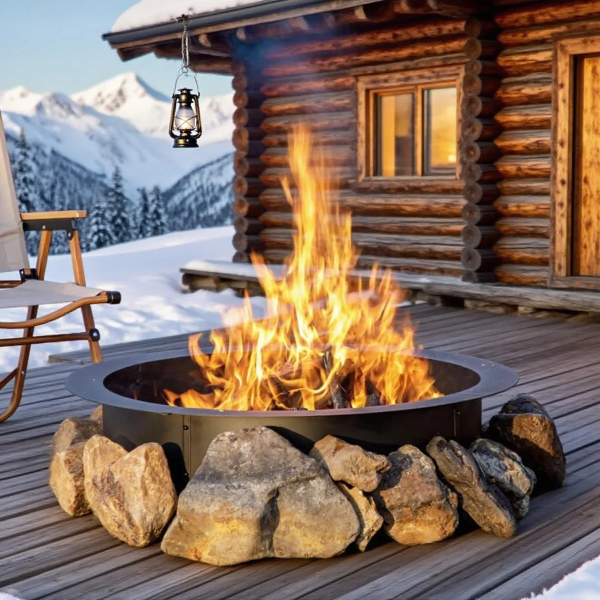 48 60 Inch Heavy Duty Steel Fire Pit Ring Insert Outdoor Wood Burning Fire Pit Liner Bottomless Round Fire Ring Above Ground In Ground DIY Backyard Patio Camping