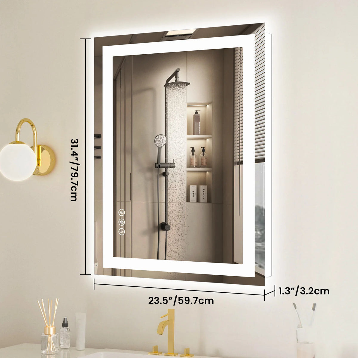 JHK 36"x 24"LED Bathroom Vanity Mirror for Wall Memory Function Tempered Glass with Front Light and Backlit For Living Room