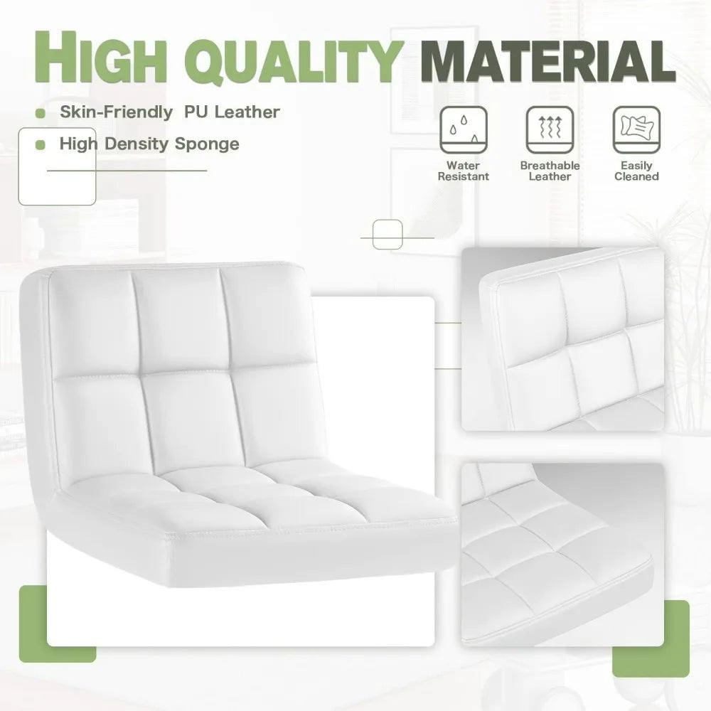 Furmax Bar Stools Modern Pu Leather Swivel Adjustable Hydraulic Bar Stool Square Counter Height Stool Set of 2 (White)