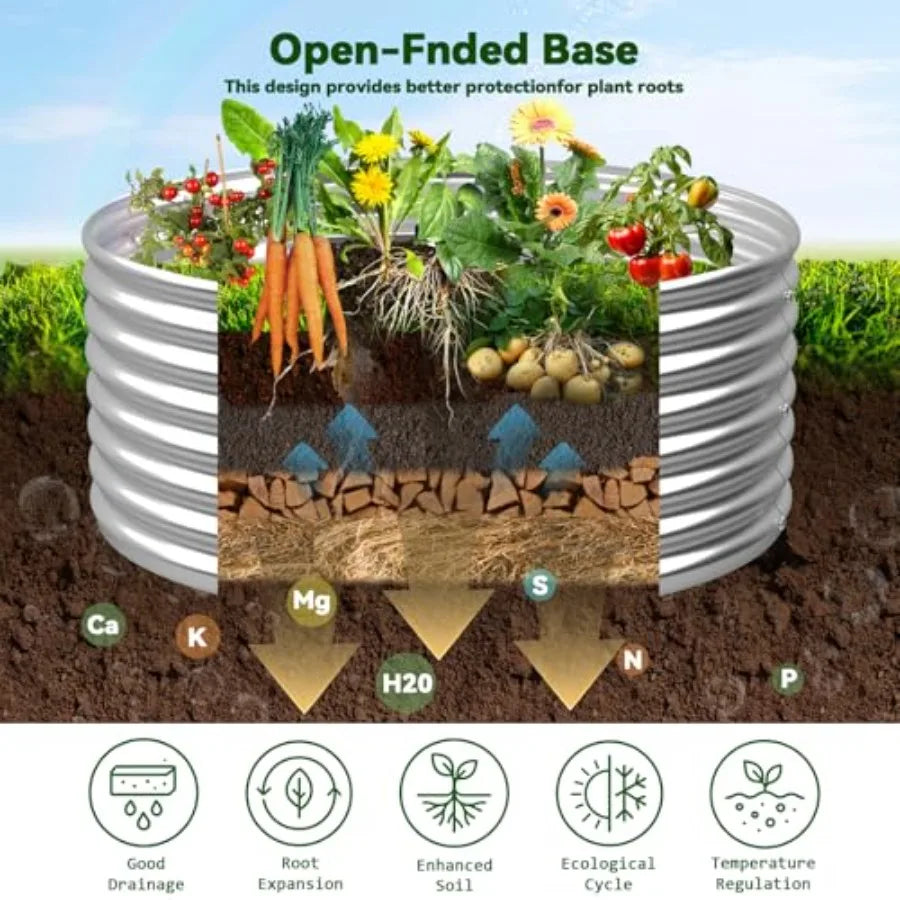 4 Pack 2x2FT Round Raised Beds for Gardening Corrugated Galvanized Steel Raised Garden Bed Outdoor Metal Above Ground Garden Be