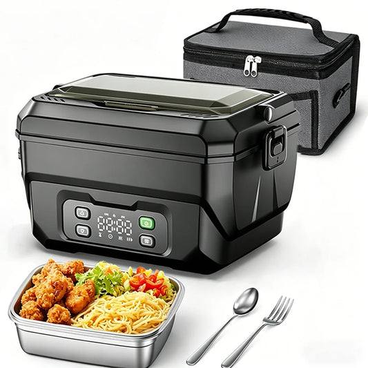 1500ML Electric Heating Lunch Box USB Rechargeable Food Warmer Container With Display Screen Timing Function Portable Heating Food Box For Home Office Travel