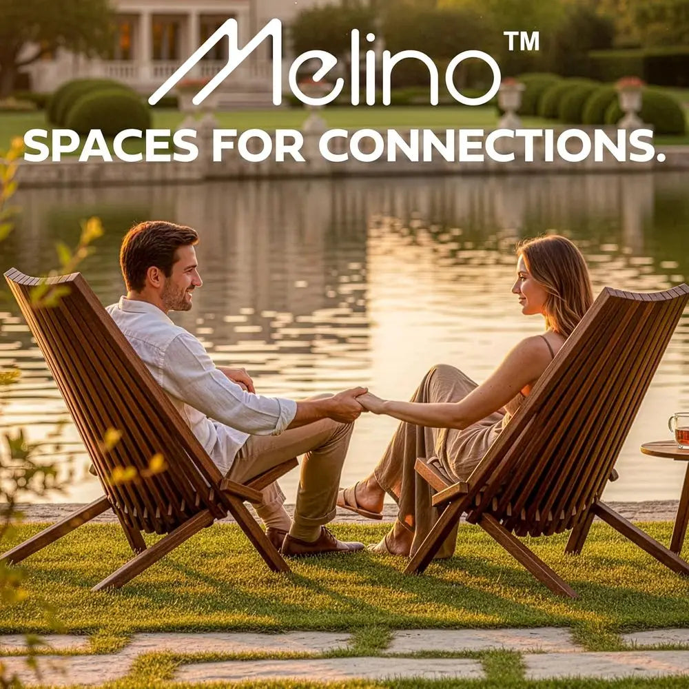 2-Pack Wooden folding Tamarack Chair, Low Profile Outdoor Lounge Seat, Chestnut - foldable Acacia Seating or Patio and Lawn, Portable
