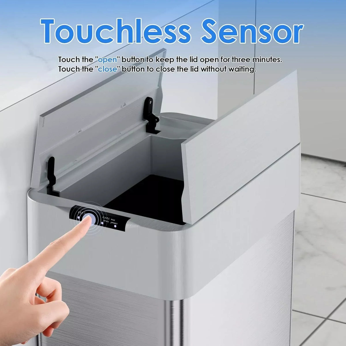 13.2-21.1 Gal (50-80 L) Motion Sensor Trash Can for Kitchen Stainless Steel Garbage Can Gal  Automatic Garbage Smart Bin