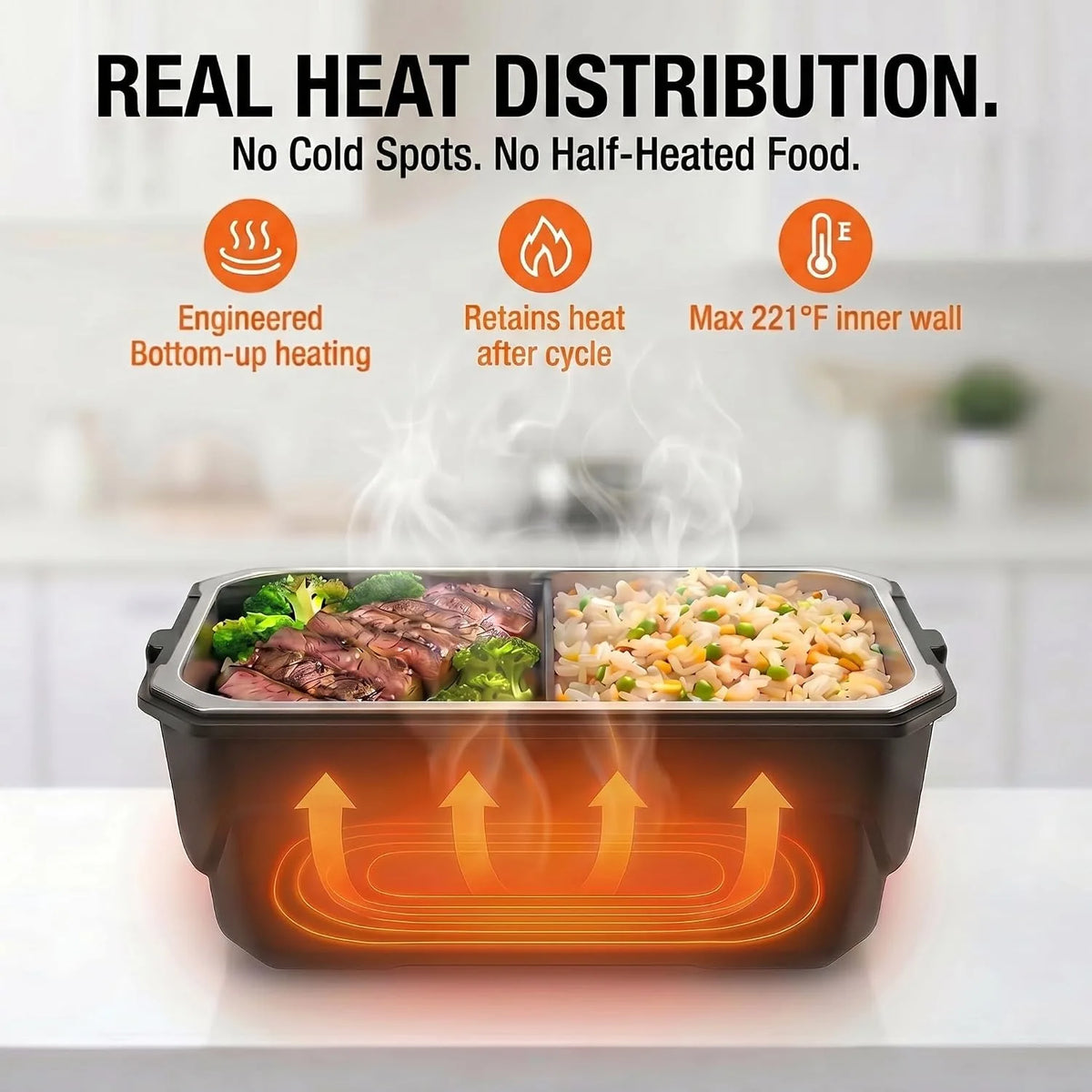 1500ML Electric Heating Lunch Box USB Rechargeable Food Warmer Container With Display Screen Timing Function Portable Heating Food Box For Home Office Travel