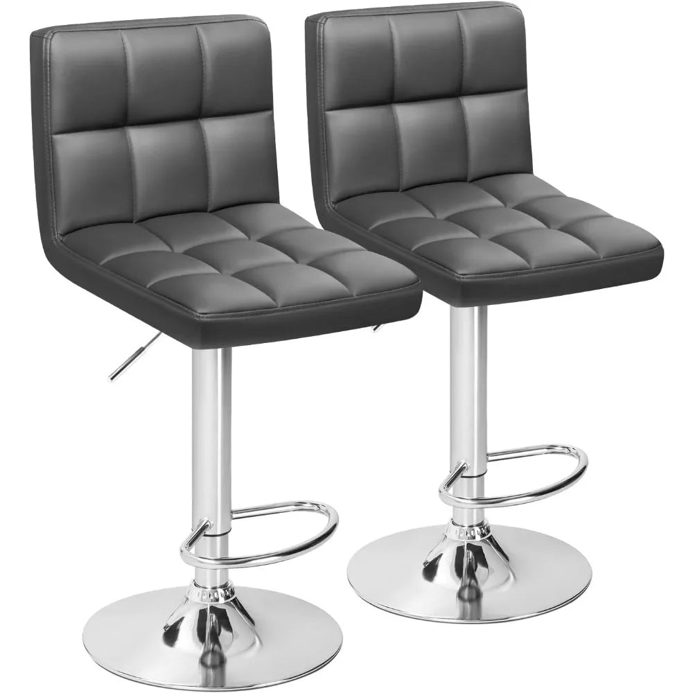 Furmax Bar Stools Modern Pu Leather Swivel Adjustable Hydraulic Bar Stool Square Counter Height Stool Set of 2 (White)