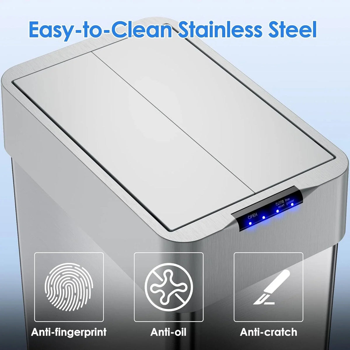 13.2-21.1 Gal (50-80 L) Motion Sensor Trash Can for Kitchen Stainless Steel Garbage Can Gal  Automatic Garbage Smart Bin