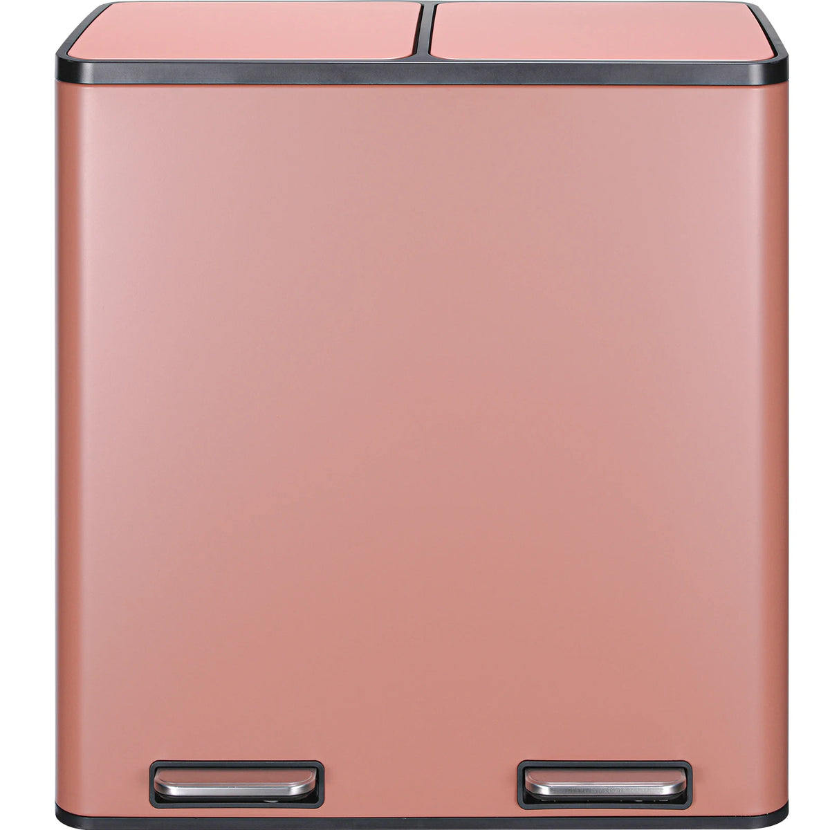 Brushed Stainless Steel 60L/16Gallon Rectangular Hands-Free Dual Compartment Recycling Kitchen Step Trash Can w/ Soft-Close Lid