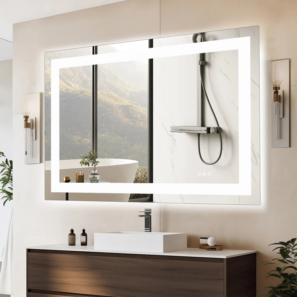 JHK 36"x 24"LED Bathroom Vanity Mirror for Wall Memory Function Tempered Glass with Front Light and Backlit For Living Room