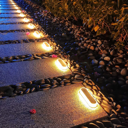 5 Years Lifespan 4 Pack Solar Deck Lights IP68 Waterproof Auto On/Off 5-Ton Anti-Pressure LED Step Lights for Garden Yard Solar Path Lighting