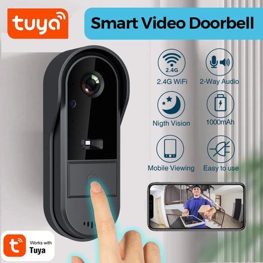 XBIBI Tuya WiFi doorbell  2-way HD 1080P, microSD/cloud, waterproof, 1000mAh battery, long standby,Wireless Security Camera