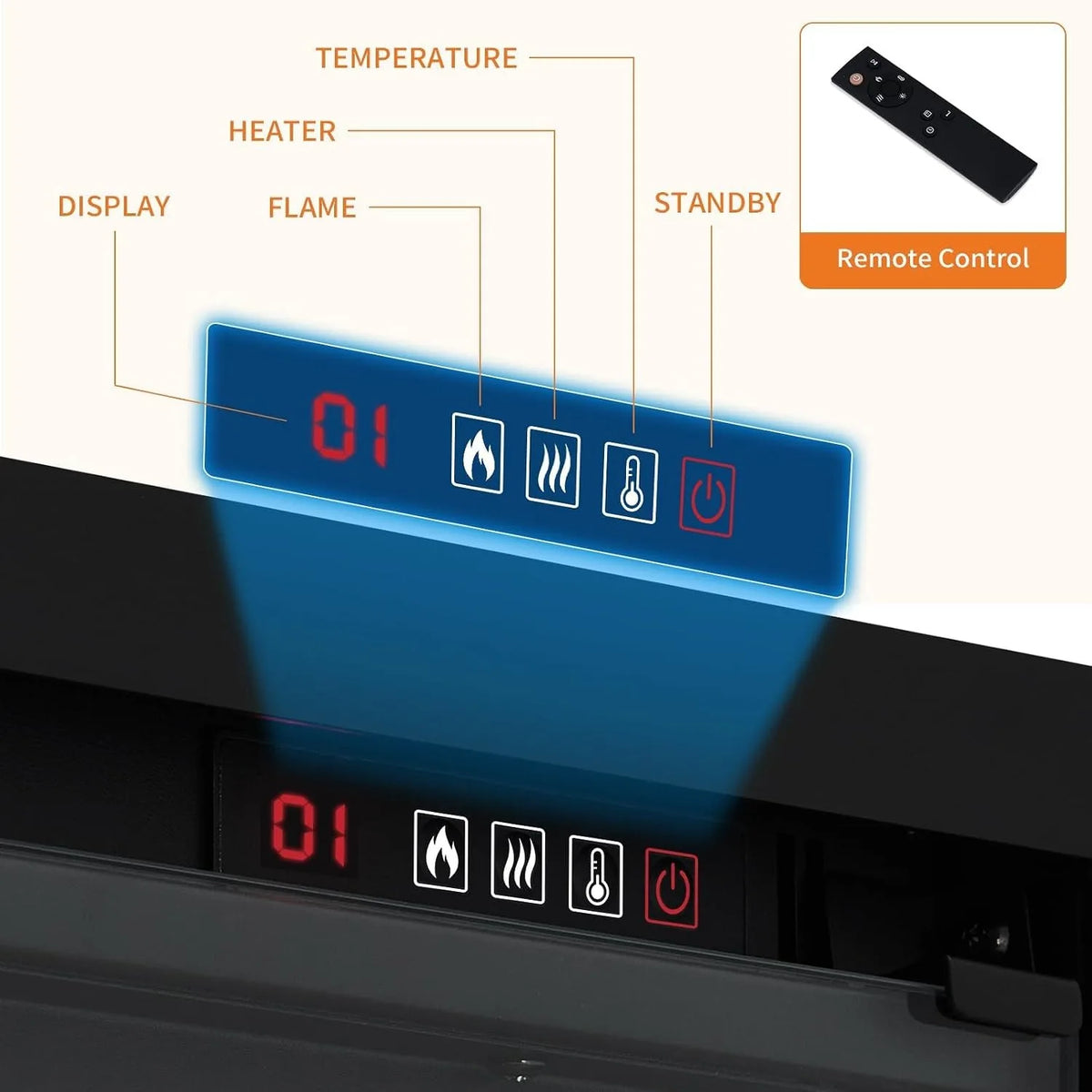 Electric Fireplace 60 Inch Recessed Wall Mount Linear Fireplace Heater with 12 Color Flames Log and Crystal Insert 750 1500W Adjustable Speed Brightness Remote Touch Screen Timer for Home Living Room Bedroom