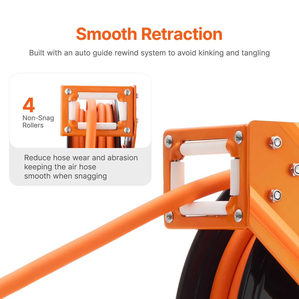 SucceBuy Retractable Air Hose Reel 50FT Rubber Air Compressor Hose Reel Auto-Rewind w/ 5FT Lead in Ceiling Wall-Mounted Air Hose