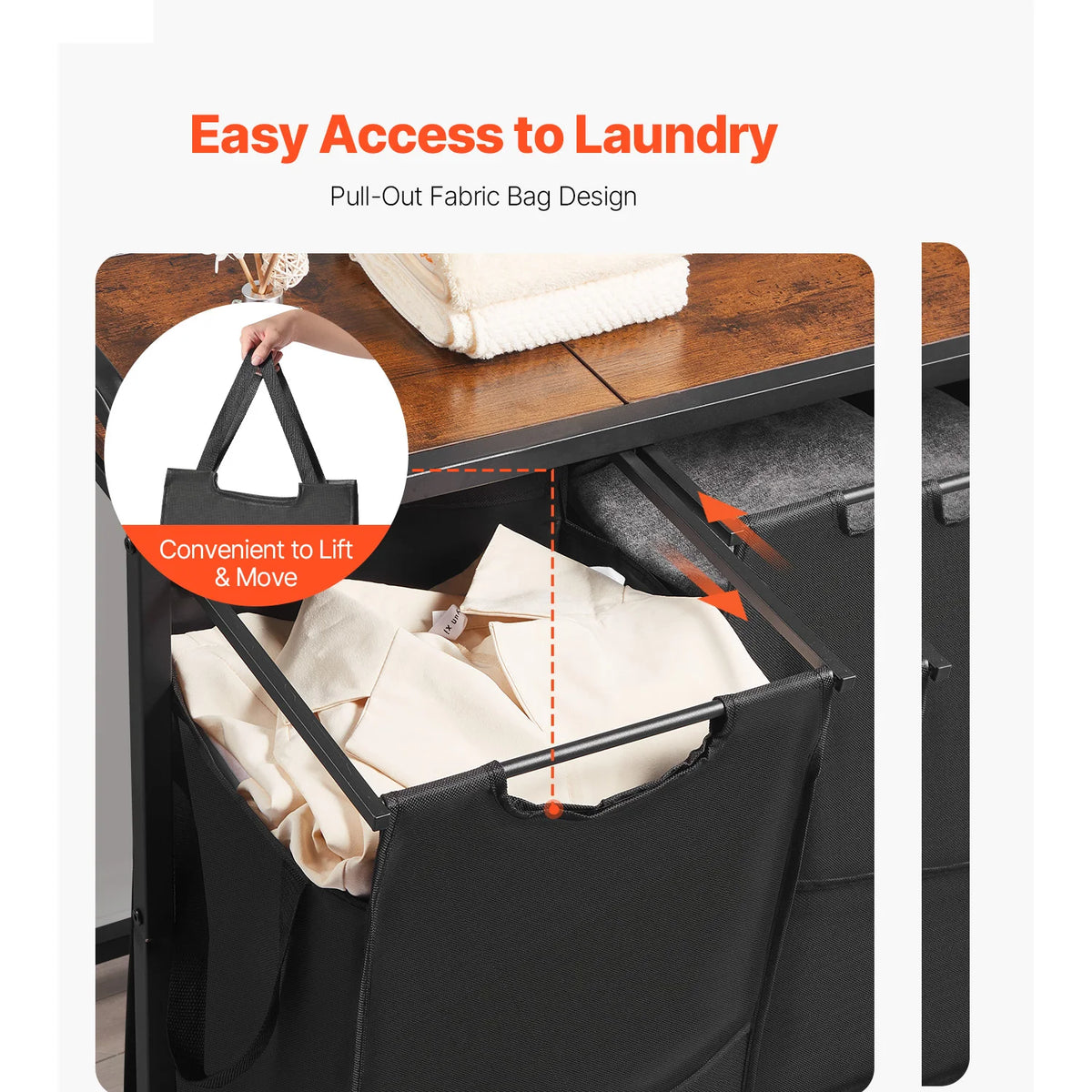 SucceBuy Laundry Sorter Large Laundry Hamper with Metal Frame Freestanding Storage Organizer Baskets for Dirty Clothes, Bathroom