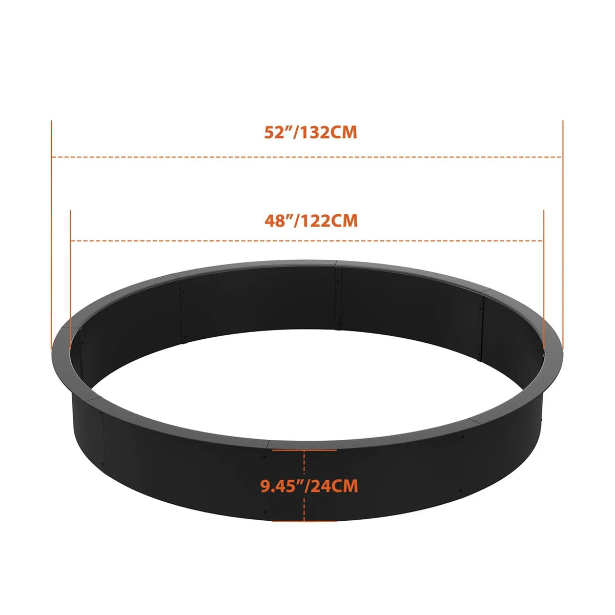 48 60 Inch Heavy Duty Steel Fire Pit Ring Insert Outdoor Wood Burning Fire Pit Liner Bottomless Round Fire Ring Above Ground In Ground DIY Backyard Patio Camping