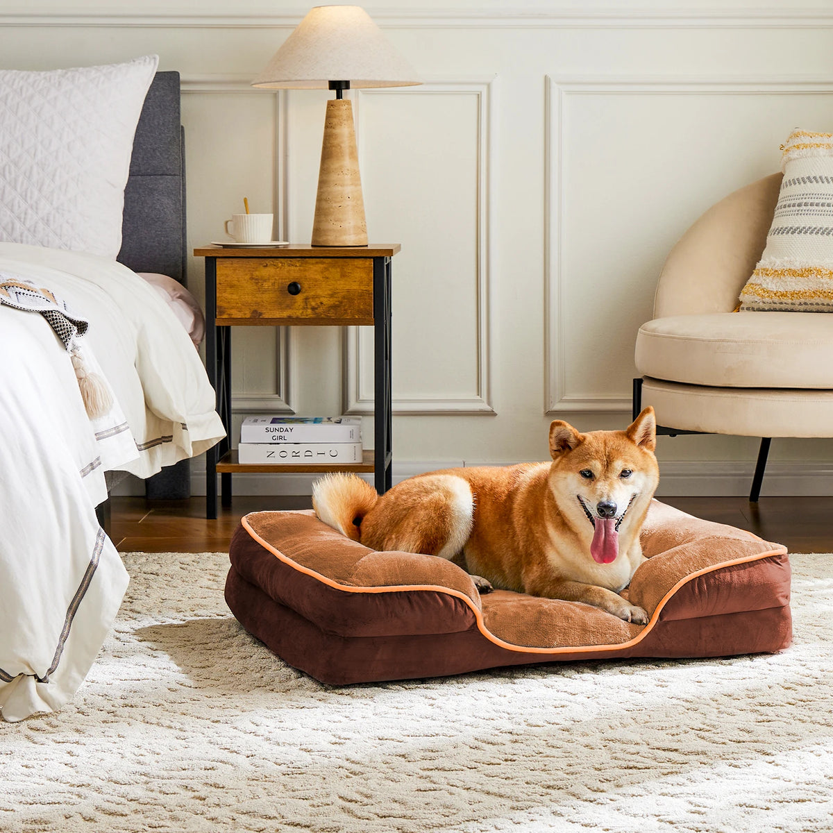 JHK Orthopedic Dog Bed Memory Foam Pet Bed for Small Dogs & Cats with Washable Removable Cover Non-Slip Base Waterproof Liner