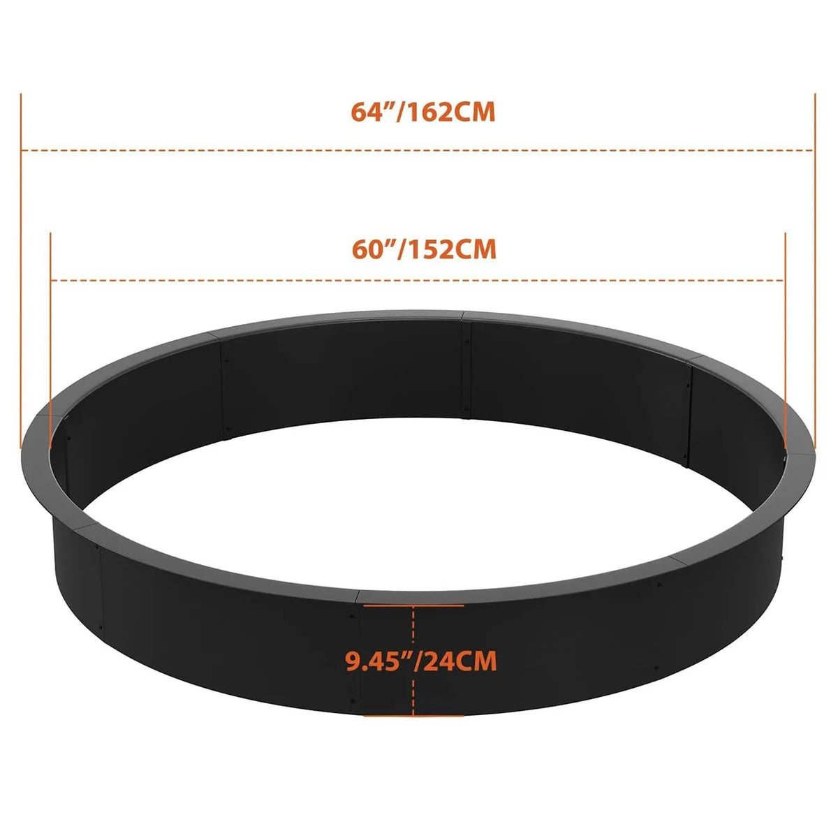 48 60 Inch Heavy Duty Steel Fire Pit Ring Insert Outdoor Wood Burning Fire Pit Liner Bottomless Round Fire Ring Above Ground In Ground DIY Backyard Patio Camping