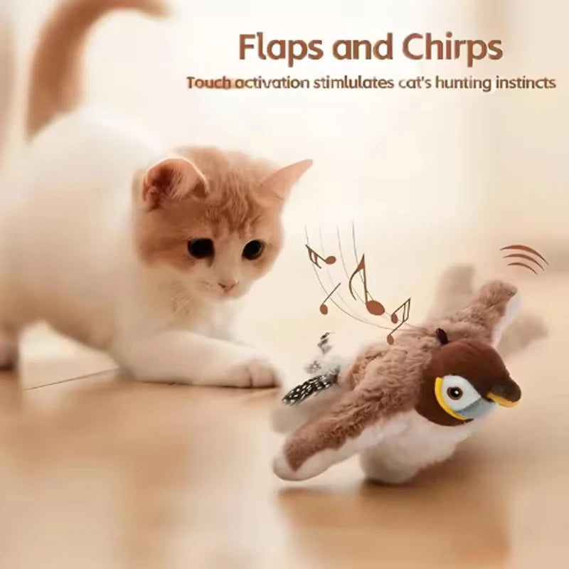 Simulated Bird Cat Toy Interactive Toys Dog Rechargeable Chirping Flapping Bird(no Flying) Touch Activated Plush Toy Pet
